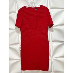 Bigio Collection Sz 10 Red Stretch Ponte Knit Sheath Pencil Dress